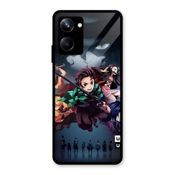 Team Demon Slayer Glass Back Case for Realme 10 Pro