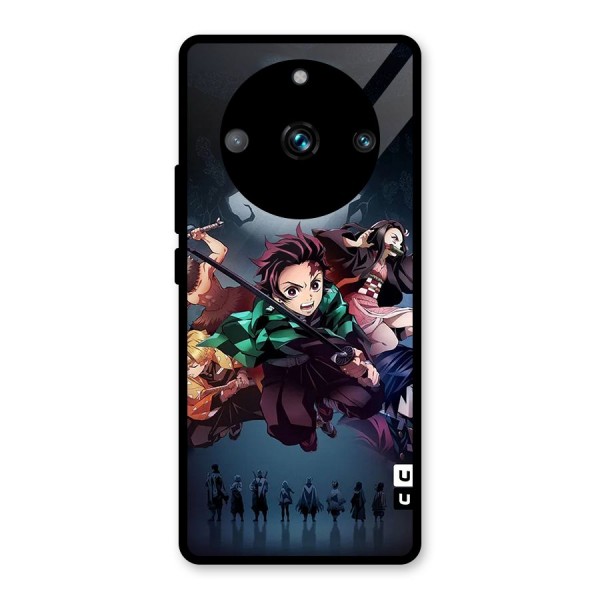 Team Demon Slayer Glass Back Case for Realme 11 Pro