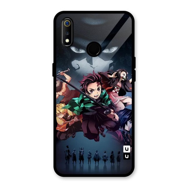 Team Demon Slayer Glass Back Case for Realme 3