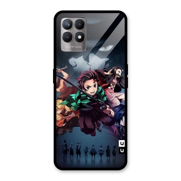 Team Demon Slayer Glass Back Case for Realme 8i