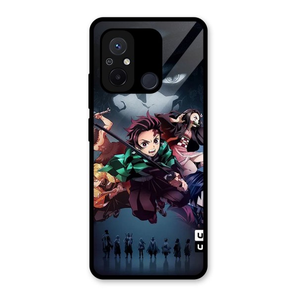 Team Demon Slayer Glass Back Case for Redmi 12C