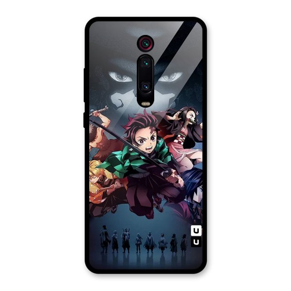 Team Demon Slayer Glass Back Case for Redmi K20 Pro