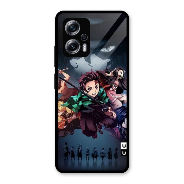 Team Demon Slayer Glass Back Case for Redmi K50i