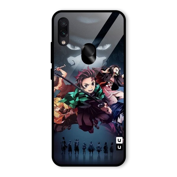 Team Demon Slayer Glass Back Case for Redmi Note 7