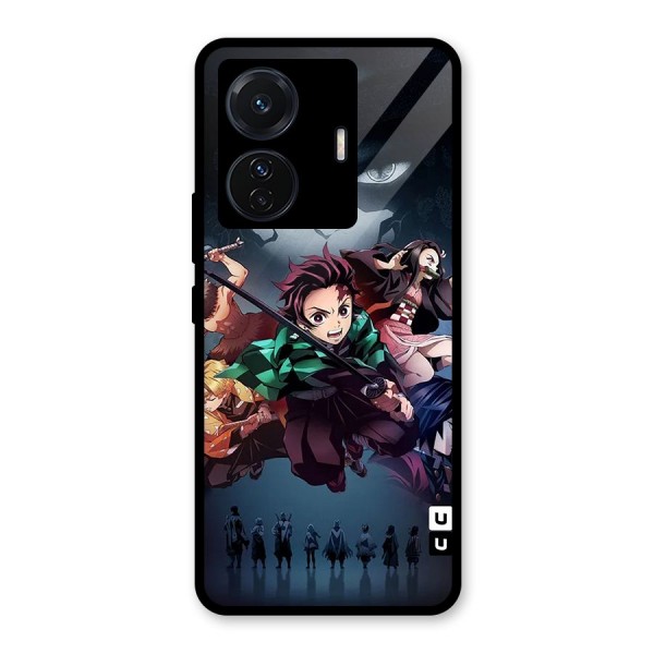 Team Demon Slayer Glass Back Case for Vivo T1 Pro