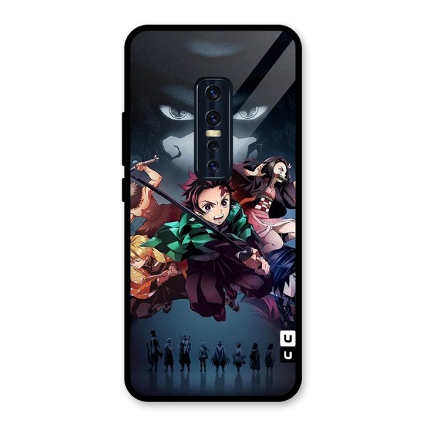 Team Demon Slayer Glass Back Case for Vivo V17 Pro