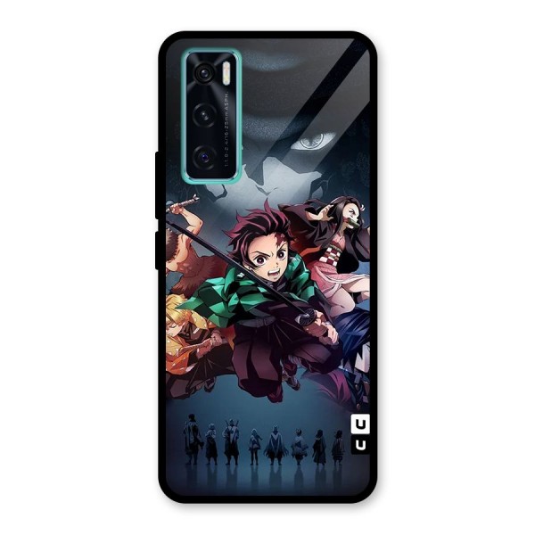 Team Demon Slayer Glass Back Case for Vivo V20 SE