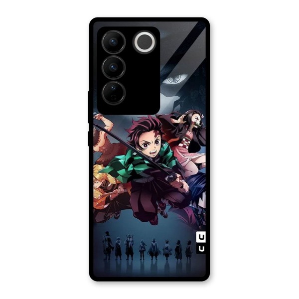 Team Demon Slayer Glass Back Case for Vivo V27 Pro