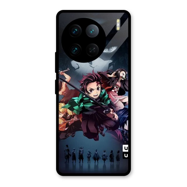 Team Demon Slayer Glass Back Case for Vivo X90 Pro