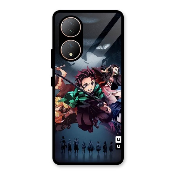 Team Demon Slayer Glass Back Case for Vivo Y100A