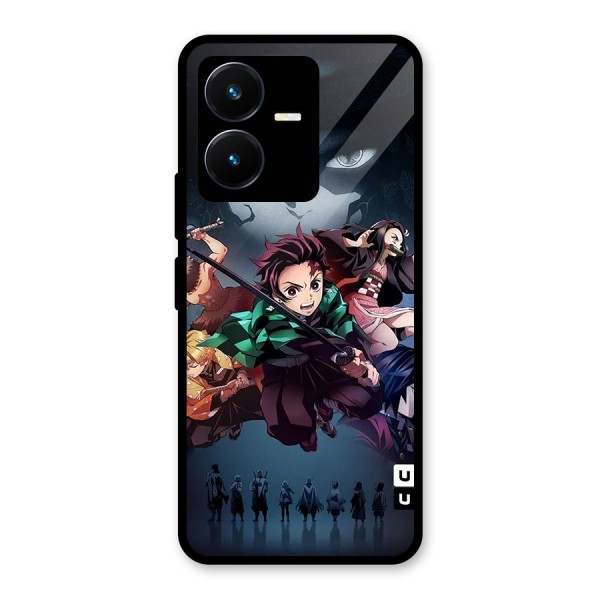 Team Demon Slayer Glass Back Case for Vivo Y22