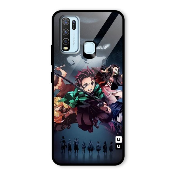 Team Demon Slayer Glass Back Case for Vivo Y30