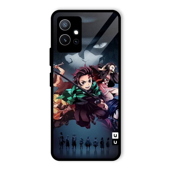 Team Demon Slayer Glass Back Case for Vivo Y75 5G