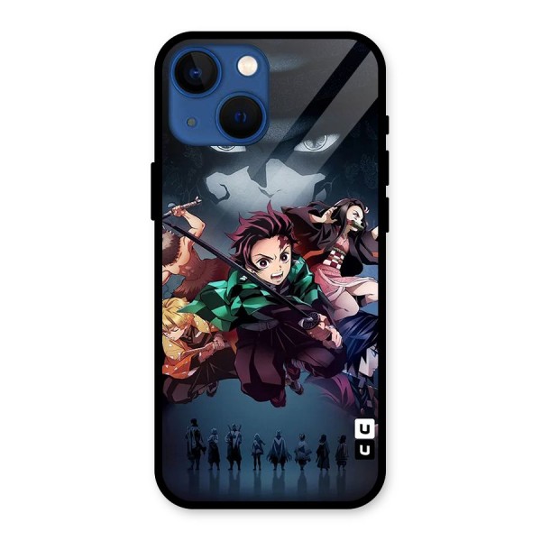 Team Demon Slayer Glass Back Case for iPhone 13 Mini