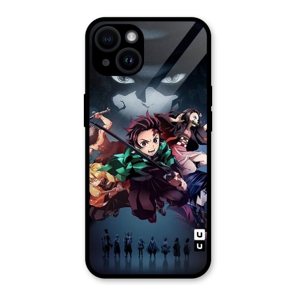 Team Demon Slayer Glass Back Case for iPhone 14