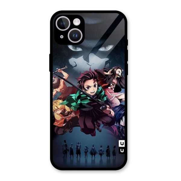 Team Demon Slayer Glass Back Case for iPhone 14 Plus