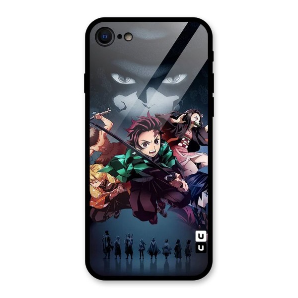 Team Demon Slayer Glass Back Case for iPhone 8