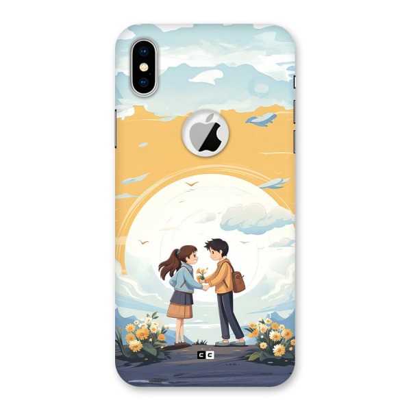 Teenage Anime Couple Back Case for iPhone XS Logo Cut