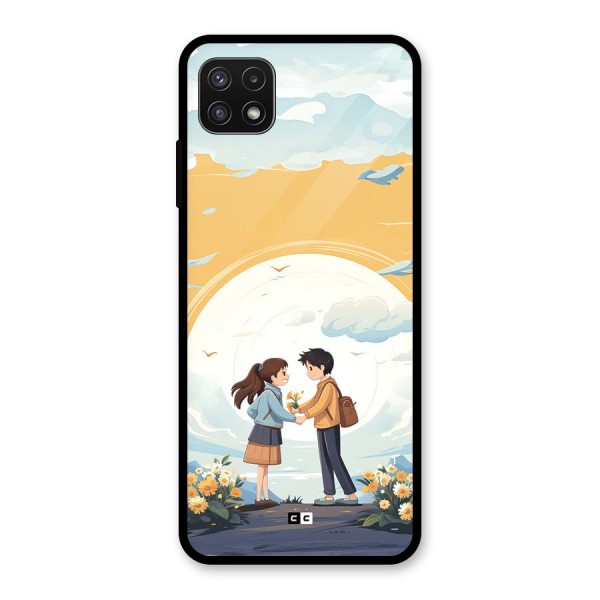 Teenage Anime Couple Glass Back Case for Galaxy A22 5G