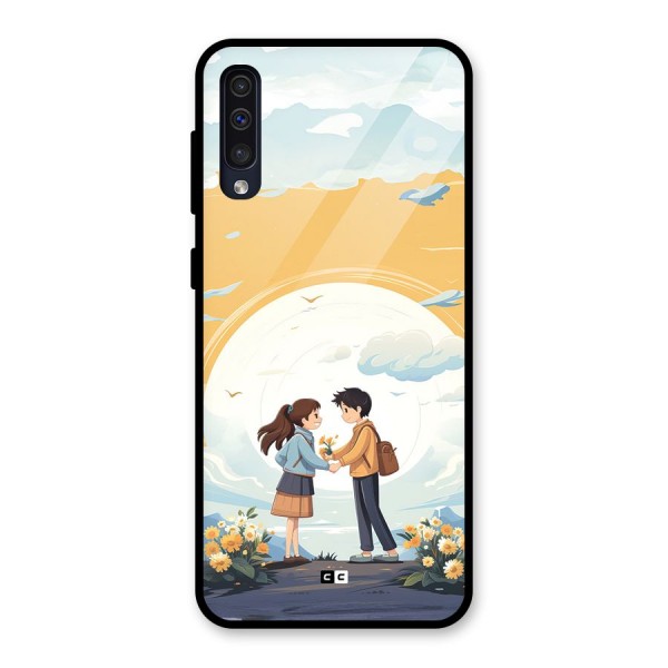 Teenage Anime Couple Glass Back Case for Galaxy A50