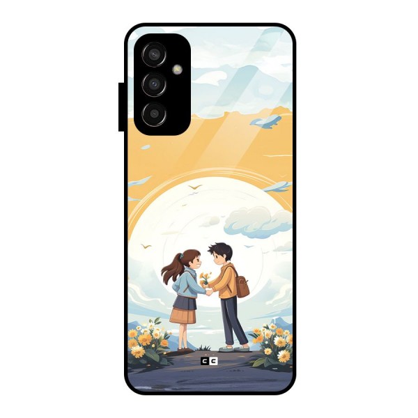 Teenage Anime Couple Glass Back Case for Galaxy F13