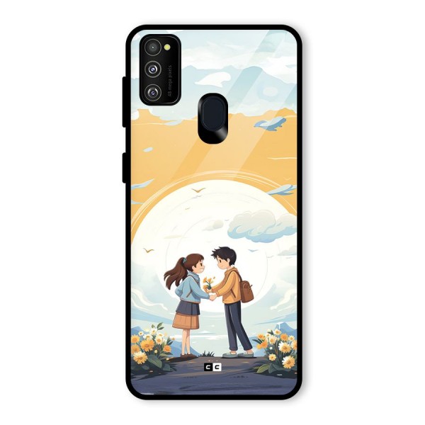 Teenage Anime Couple Glass Back Case for Galaxy M21