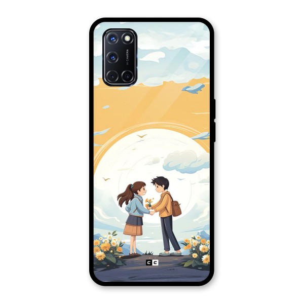 Teenage Anime Couple Glass Back Case for Oppo A52