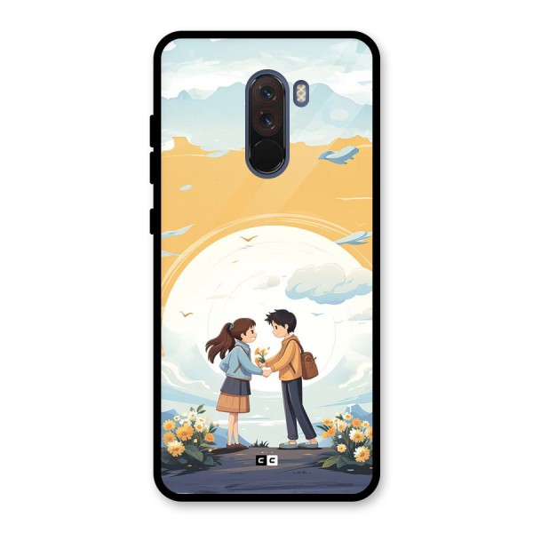 Teenage Anime Couple Glass Back Case for Poco F1