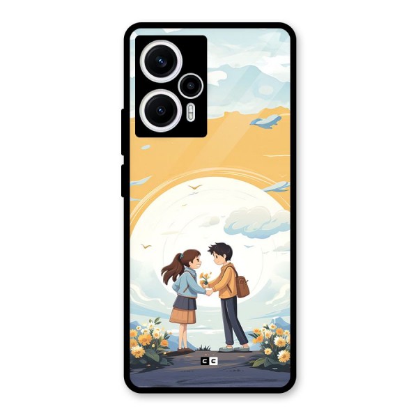 Teenage Anime Couple Glass Back Case for Poco F5