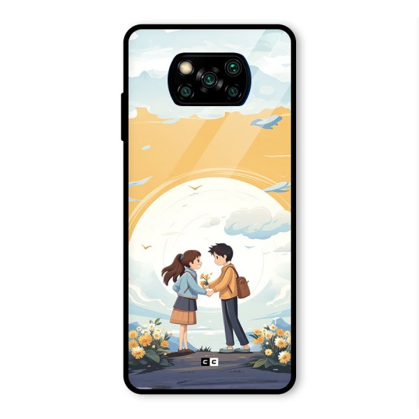 Teenage Anime Couple Glass Back Case for Poco X3 Pro