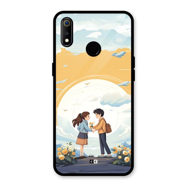 Teenage Anime Couple Glass Back Case for Realme 3