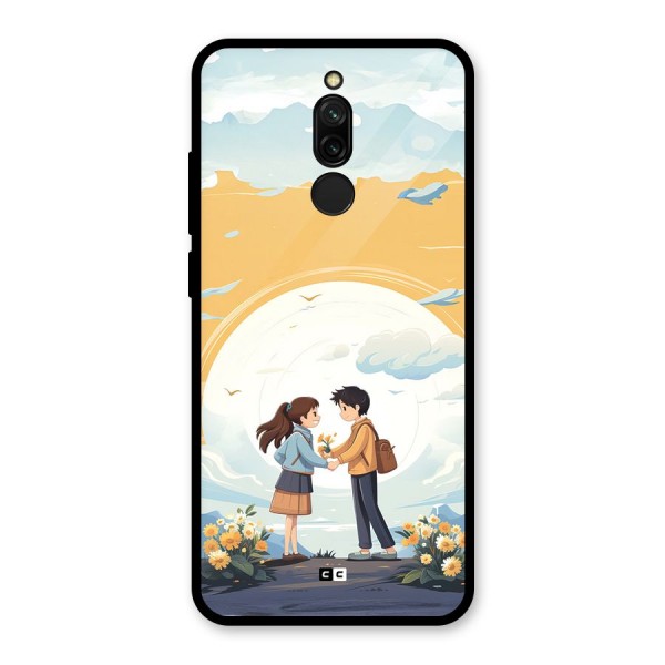 Teenage Anime Couple Glass Back Case for Redmi 8