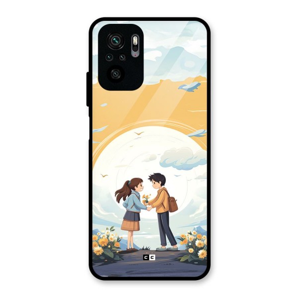 Teenage Anime Couple Glass Back Case for Redmi Note 10