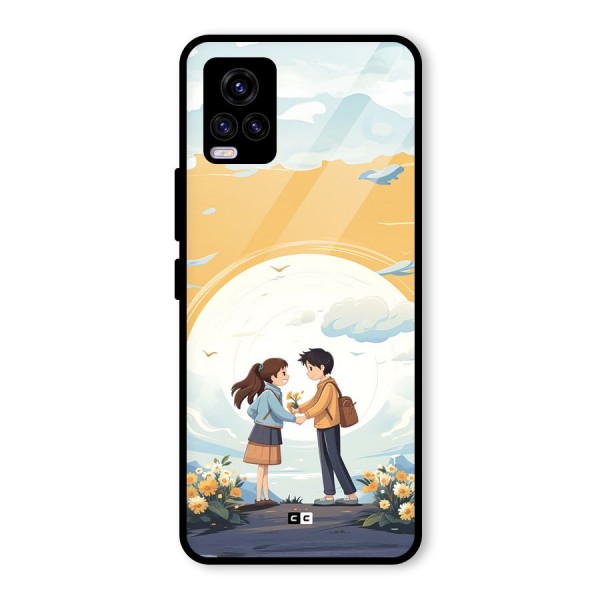 Teenage Anime Couple Glass Back Case for Vivo V20