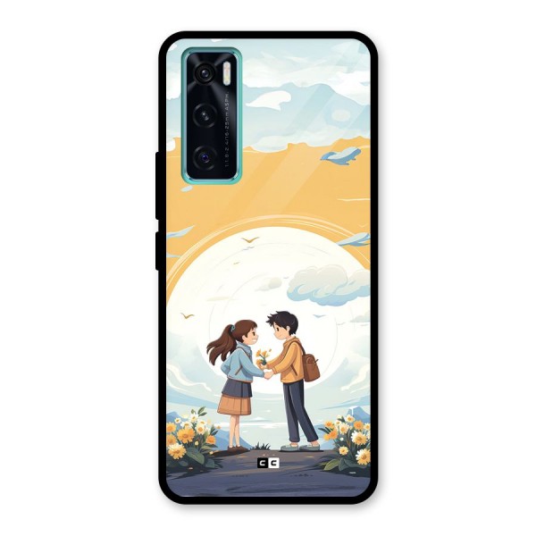 Teenage Anime Couple Glass Back Case for Vivo V20 SE