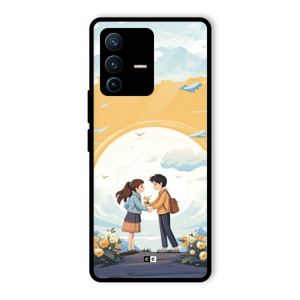 Teenage Anime Couple Glass Back Case for Vivo V23 Pro