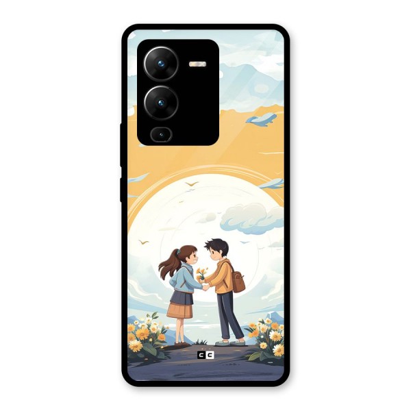 Teenage Anime Couple Glass Back Case for Vivo V25 Pro