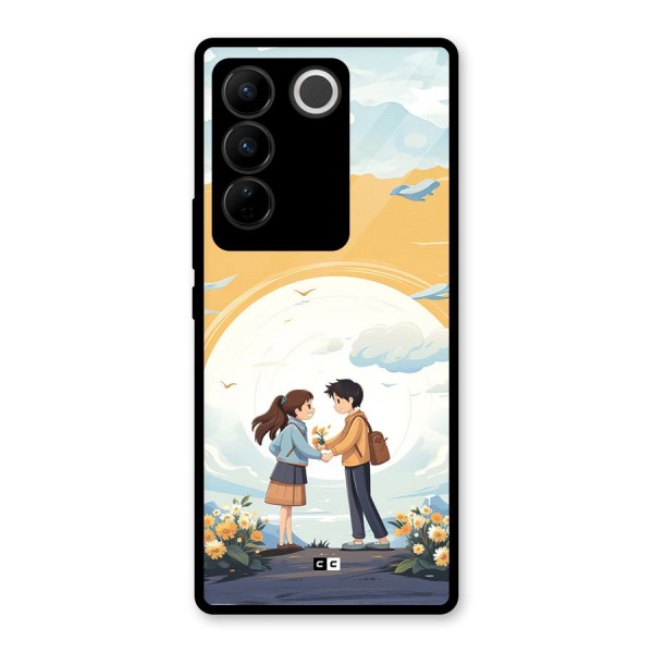 Teenage Anime Couple Glass Back Case for Vivo V27