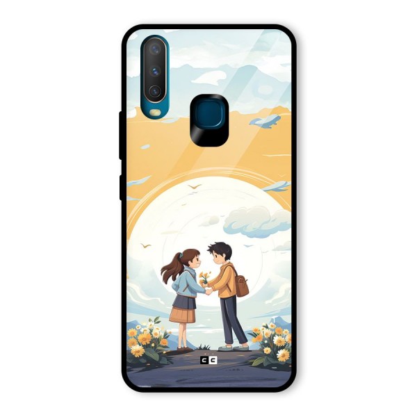 Teenage Anime Couple Glass Back Case for Vivo Y12