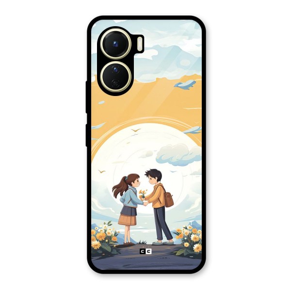 Teenage Anime Couple Glass Back Case for Vivo Y16