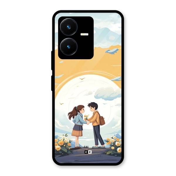 Teenage Anime Couple Glass Back Case for Vivo Y22