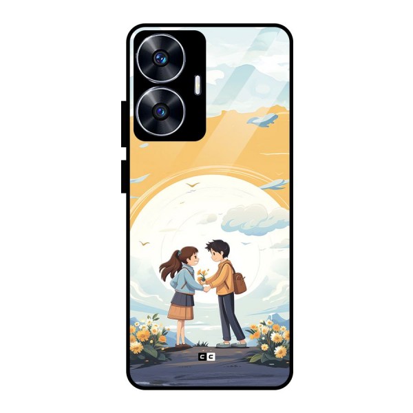 Teenage Anime Couple Glass Back Case for realme C55