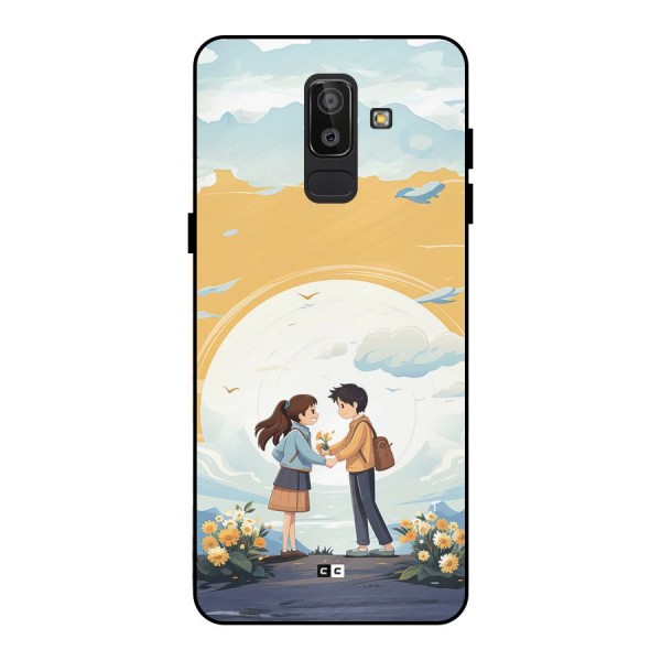 Teenage Anime Couple Metal Back Case for Galaxy J8