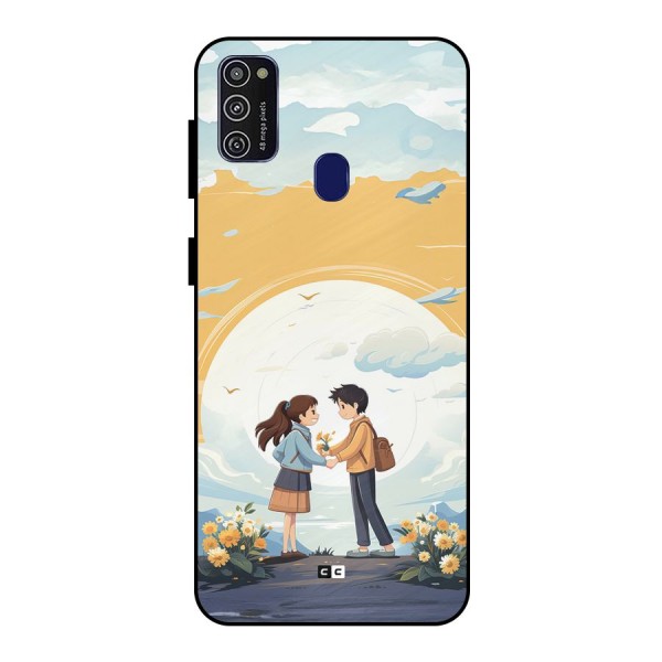 Teenage Anime Couple Metal Back Case for Galaxy M21