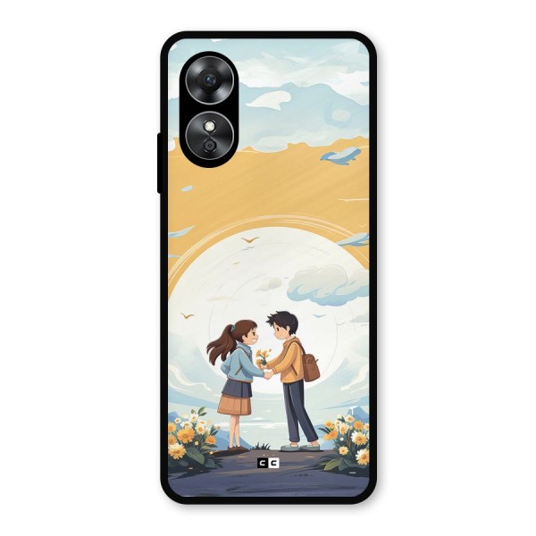 Teenage Anime Couple Metal Back Case for Oppo A17