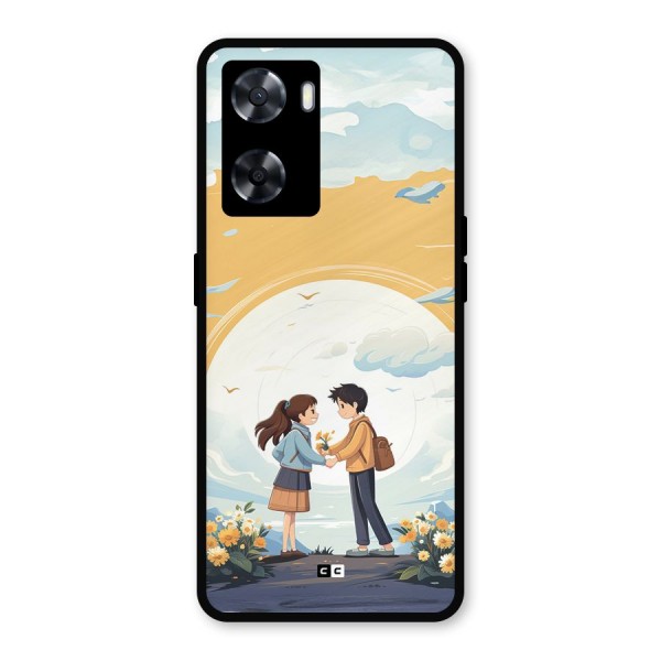 Teenage Anime Couple Metal Back Case for Oppo A57 2022