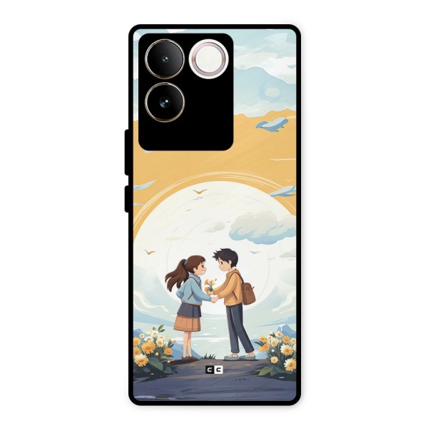 Teenage Anime Couple Metal Back Case for Vivo T2 Pro