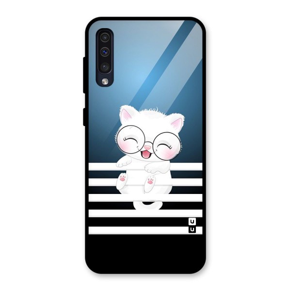 The Cat on Stripes Glass Back Case for Galaxy A50s