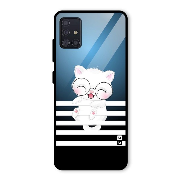 The Cat on Stripes Glass Back Case for Galaxy A51