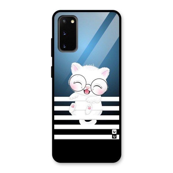 The Cat on Stripes Glass Back Case for Galaxy S20